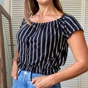 H&M Striped Ruched Top